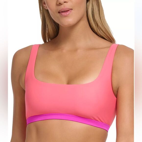 NWT DKNY Women's Square-Neckline Colorblocked Bikini Top - Picture 1 of 4